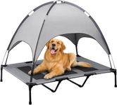 Elevated Dog Bed, Outdoor Dog Bed with Canopy, Raised Dog Cot with Anti-Slip Feet, Breathable Mesh for Indoor & Outdoor Use, Portable Cooling Dog Bed (XL)