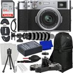 FUJIFILM X100VI Digital Camera (Silver) Bundle includes: 64GB SDXC Memory Card, Replacement Battery, Mini Metal Dolly, Sling Backpack, 8" Gripster & Much More (12pc Bundle)