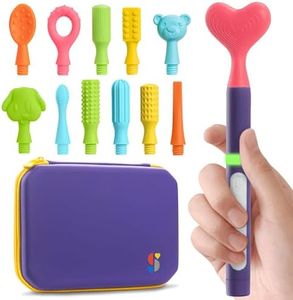 Special Supplies Buzz Buddy Oral Motor Stimulation kit with 12 Soft Textured Interchangeable Heads, Calm Sensory Needs, Support Speech, and Stimulate Self Feeding, Gentle Vibrations