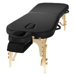 Earthworks Comfort Flat Massage Table Portable Wooden Bed: 15.5kg (34lbs). 30" (76cm) Wide [Black]