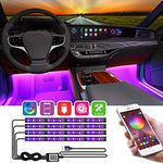 YiLaie Interior Car Lights, Bluetooth App Controlled Car LED Strip Light with USB Port,Multi DIY Color Music Under Dash Car Lighting Kits,Interior LED Lights for Cars With Sound Active Function