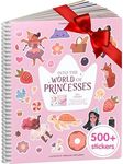 World of Princesses Sticker + Coloring Book by Cupkin: Side by Side Sticker+Princess Coloring Books for Girls 4-8 - Spiral Binding Keeps The Girly Sticker Book Flat - 500+ Kids Stickers and 12 Scenes