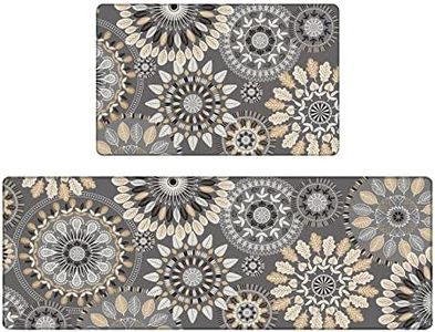 Pauwer Boho Kitchen Rugs Set of 2 Anti Fatigue Mats for Kitchen Floor Cushioned Kitchen Rugs and Mats Non Skid Waterproof Kitchen Runner Comfort Standing Mat