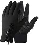 Katx Cycling Gloves Touchscreen Thermal Running Gloves Black Winter Gloves Warm Windproof Non-slip Fleece Lining Bike Gloves Warm Gloves for Men Women (L, Black)