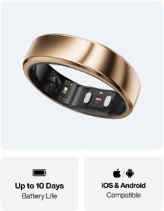 RingConn Gen 2 Air Smart Ring, Dune Gold, Size 7