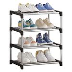 NIAWECAN Shoe Rack Small, 4-Tier Stackable Shoe Rack, Mini Shoe Organizers, Lightweight Shoe Shelf Storage Shoe Stand Organizer for Entryway, Hallway and Corner Space Saving