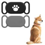 Cat Tracker 2Pcs for Samsung Smart Tag2,Silicone Waterproof Anti-Loss Protective Cover Sleeve for Pet Dog Cat Collar for Samsung Galaxy Smart Tag 2(Black/Grey)