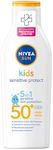 NIVEA SUN Kids Protect & Sensitive Sun Lotion (200ml) Sunscreen with SPF 50+, Kids Suncream for Sensitive Skin, Immediately Protects Against Sun Exposure