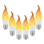 Lpraer 6 Pack E27 LED Flame Effect Light Bulbs 3 Modes Flickering Flame Tip Candelabra Light Bulbs Warm White Chandelier Bulbs for Holiday Party Decor