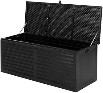 Gardeon Outdoor Storage Box Container Cabinet Bench, 390L Extra Large Lockable Tool Toy Deck Boxes Chest Garden Shed Storages Ottoman Chair Seat Patio Indoor Furniture, with Handles Black