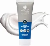 Aloe Up Sport Sunscreen Lotion SPF 50 - Broad Spectrum UVA/UVB Sunscreen Protector for Face and Body - With Hydrating Aloe Vera Gel - Non-Greasy - No White Cast - Reef Safe - Fragrance-Free - 6 Oz.