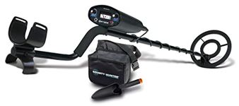 Bounty Hunter Tracker IV Metal Detector with Digger and Pouch, 3 Modes for High Accuracy – All Metal, Disc, Tone, Adjustable Metal Detector for Adults, 8-inch Waterproof Coil Detects All Metals