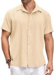 COOFANDY Men's Cuban Linen Shirt Guayabera Beach Cotton Casual Summer Shirt