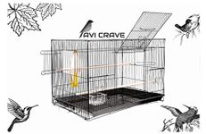 AVI CRAVE Bird cage for Birds,Parrot,Finches,Love Birds, with 2 Perch Stick,Cuttlefish Bone Holder,with Cuttlefish Bone,2 gate to Install breeding Box,Anti Bird Escape Lock (Black),Iron