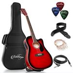 Ashthorpe Full-Size Cutaway Thinline Acoustic-Electric Guitar Package - Premium Tonewoods - Red