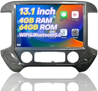 13.1 inch Stereo for Chevy Silverado & GMC Sierra 1500 2500 3500 2014-2018 Tesla-Style Screen Car Radio 8Core 4G RAM +64G ROM Wireless Android Auto&CarPlay GPS,WiFi,SWC,FM Head Unit (Carbon Fibre)