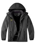 Wantdo Men's Big&Tall Cold Winter Waterproof Fleece Jacket Windproof Plus Size Rain Coat Dark Grey 4X-Large Big