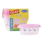 Glad for Kids Peppa Pig GladWare To Go Snack Storage Containers with Lids, 9oz 5ct | 9 oz Kids Snack Containers with Peppa Pig Design, 5 Count Set | Tight Seal Food Storage Containers for Food