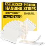 Emitever Picture Mounting Strips, Heavy Duty Adhesive Strips 40 Pairs (80 Strips), 100mm*20mm, White - for Pictures, Frames, Mirrors, Wall Decor and Signs (XL)