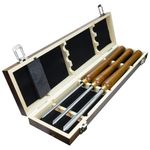 DEEFIINE 3 Pcs HSS Bowl Gouge Lathe Chisel Set Wood Turning Tools with Wooden Box, 3/8-Inches, 1/2-Inches and 5/8-Inches chisels for Woodturning