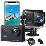 WOLFANG Action Camera 4K 60FPS 24MP GA300, WiFi 8X Zoom EIS Vlogging Camera, 40M Waterproof Underwater Camera for Snorkeling, External Mic, Remote Control and Helmet Accessories Kit for Cycling