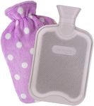 HomeTop Premium Classic Rubber Hot or Cold Water Bottle with Soft Fleece Cover (2 Liters, Purple/Gray)