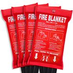 Fire Blanket, Fiberglass Fire Emergency Blankets, Suppression Flame Retardant Fireproof Survival Safety Fire Suppression Blanket, for Kitchen Home Car Office Warehouse Camping BBQ School Fireplace