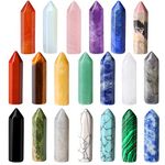 20 PCS Crystals and Healing Stones Set Amethyst Polished Single Pointed Mini Wands Crystals Bulk Rose Quartz Pocket Palm Gemstones Reiki Meditation Room Decor Holiday Gifts for Women