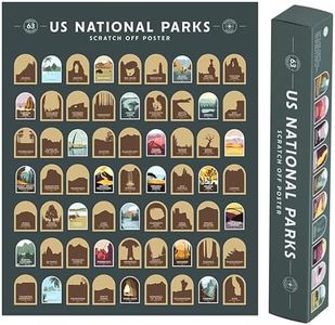 Enno Vatti US National Parks Scratch Off Poster - Map of 63 National Parks of the United States - Travel Bucket List - Gift for Travelers - Road Trip Adventure Checklist - Pop Chart - 16" x 20"