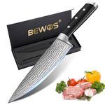 BEWOS 8.3-Inch Chef Knife, Professional Kitchen Knife, Ultra Sharp Chefs Knife Set, Premium Stainless Steel Chef’s Knives for Kitchen, Cooking Knife, Ergonomic Handle, Gift Box