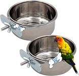 Water Food Bowl Bird Cage Cups, Stainless Steel Bird Hanging Bowl,Bird Feeding Dish Cups,Animal Cage Water Food Bowl,Holder Parrot Water Food Dish Feeder (CLAMP HOLDER, 200.ML CLAMP PACK OF 2)