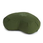 Yoga Studio Lotus Crescent Zafu - 42 x 13 x 18cm, Meditation Pouf with Cotton Cover, Buckwheat Hulls, Carry Handle. Yoga Accessories - Green