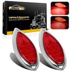 2PCS Red 35 LED Chrome Tear Drop Truck Trailer Stop Turn Brake Tail Lights Sealed w/High Low Brightness