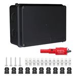 LANUCN 10 Way Junction Box with Terminal Blocks, 150x110x70mm IP65 Waterproof Electrical Connection Box, Outdoor IP Rated Adaptable Enclosure for CCTV (Black)