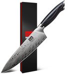 SHAN ZU Chef Knife in Powder Steel, Japanese Kitchen Knife 20cm Professional High Carbon Cooking Knives Ultra Sharp Carving Knife Utility Knife with Ergonomic Full Tang Pakkawood Handle