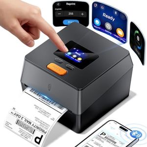 Phomemo Shipping Label Printer with Touchable Screen, 4x6 Bluetooth Thermal Label Printer with Built-in Label Holder, D420D Thermal Printers for Small Business, Compatible with USPS, Tiktok, Amazon