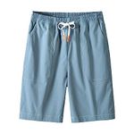 QISUO Men Casual Short Elastic Waist Golf Shorts Drawstring Men Jogging Shorts Lightweight Breathable Summer Short Solid Color with Pockets Men Outdoor Short I-Blue XL