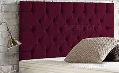 Divan Bed Headboard Chesterfield Chenille 24" Height Padded Headboard (Plum, 5ft Kingsize)