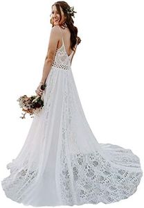 Women's Bohemian Wedding Dresses Spaghetti Strap with Adjustable Drawstring Lace Bridal Gowns (Picture Color,US20W)