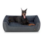 Feandrea Dog Bed, Linen-Look Pet Bed, Dog Sofa Bed with Raised Edges, Non-Slip Bottom, Removable Washable Cover, XXL, for Extra Large Dogs, 120 x 90 x 30 cm, Dark Grey PGW013G01