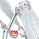 Handheld Shower Head with High Pressure 8+2 Modes, Luxau 5 Inch Hand Held Showerhead Set, W/Extra Long 2M Shower Hose and Adjustable Shower Arm Bracket Holder, Chrome (HS8001)