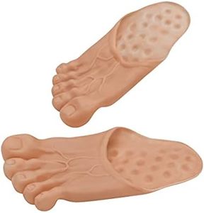 Jumbo Funny Bare Feet Slippers Caveman Feet Adult Halloween Costume Accessories (Beige)