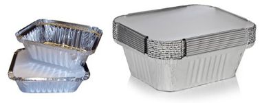 Swoosh Supplies 50 x Silver Foil Food Trays/Dishes/Containers & Lids - 120 x 145 x 49 mm (No.2)