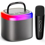 JYX Mini Karaoke Machine - Bluetooth Speaker with Party Lights and 1 Wireless Microphone, Great for Kids and Adults, Ideal for Family Home Parties and Birthday Gifts(Black)