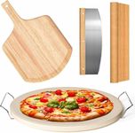Gyreuni 13 Pizza Stone for Oven and Grill with Pizza Peel, Baking Stone Set