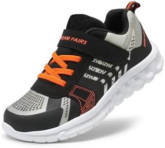 DREAM PAIRS Boys KD18002K Lightweight Breathable Running Athletic Sneakers Shoes Black Grey Orange, Size 1 M US Little Kid