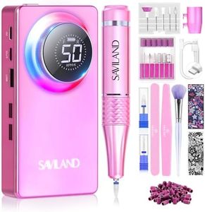SAVILAND Powerful Electric Nail Drill Professional: 50000RPM Nail Filer Electric Nail File Rechargeable Nail Drill Kit Portable Nail Efile 2 Ceramic Bit 2 Sticker for Fast Remove Acrylic Nail
