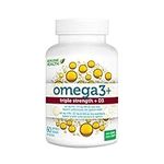 Genuine Health Omega3+ Triple-Strength + D3, 60 softgels, 647mg EPA, 253mg DHA, 1000IU Vitamin D3, Supports healthy heart and brain function, Wild-caught, Non-GMO