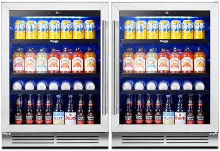 Yeego 24-Inch Built-In Beverage Refrigerator (2 Pack) - Large Capacity Drink Cooler with Glass Door, Auto Defrost Beverage & Wine Fridge for Cans and Bottles, Under Counter & Freestanding