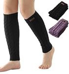 Leg Warmers for Women - Cable Knit Leg Warmers - Knitted Ankle Warmers - Winter Boot Cuffs for Women - Warm Calf Leg Warmers, Black, Plum, OSFM